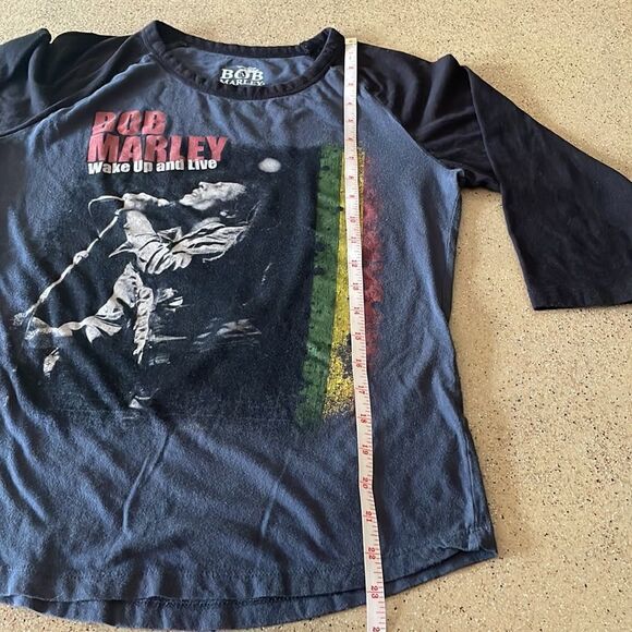 Bob Marley Wake Up and Live gray and black 3/4 sleeve baseball t-shirt - Picture 12 of 14